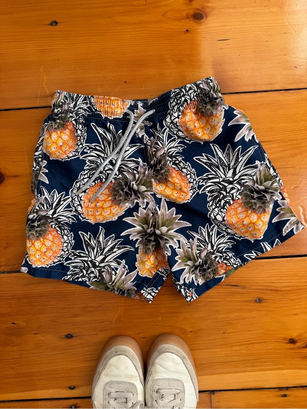 Vilebrequin Pineapple Print Swim Trunks Navy Orange Size S